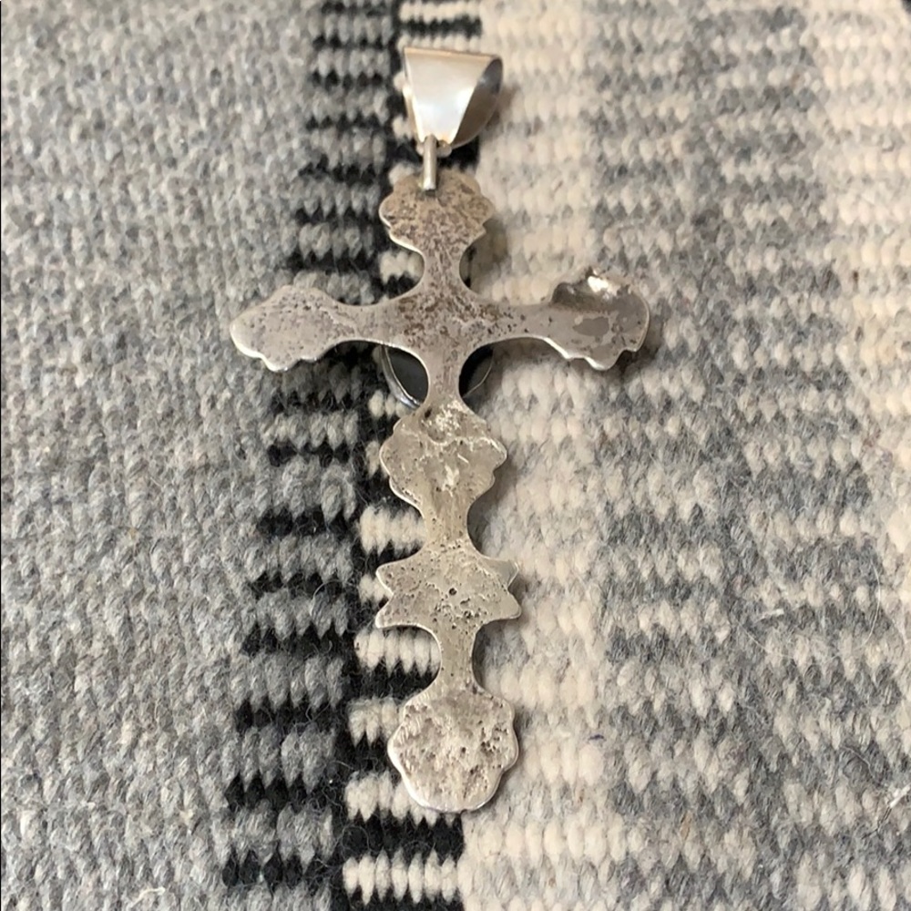 🌷🌻Unusual silver and turquoise cross - Picture 5 of 7